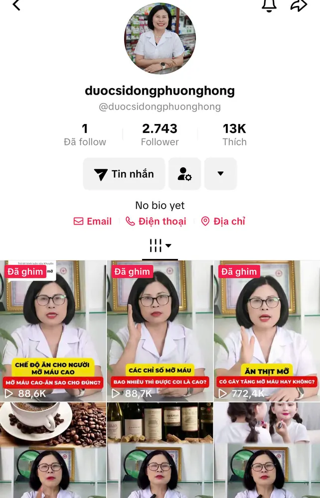 Kênh TikTok Dược sĩ Đồng Phương Hồng