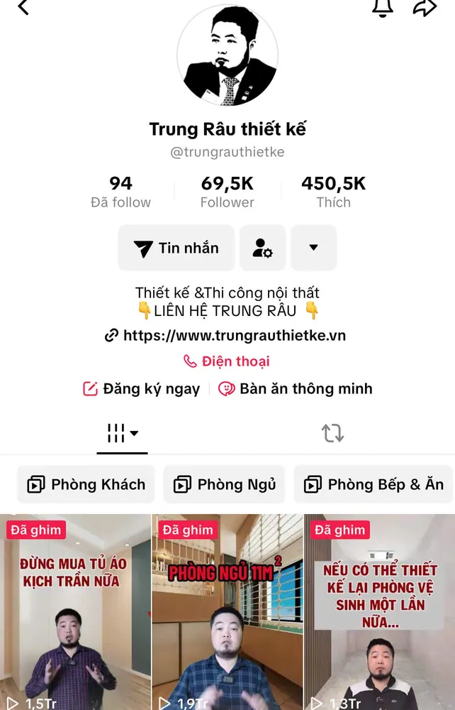 Kênh TikTok Trung Râu thiết kế